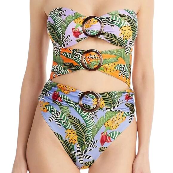 Farm Rio Cutout Bandeau One Piece/Two Piece Convertible, XS - Picture 4 of 16